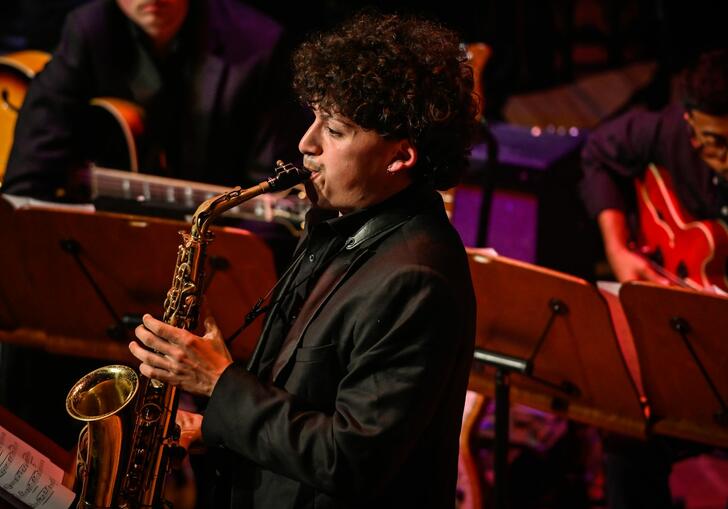 Guildhall School saxophone player in performance