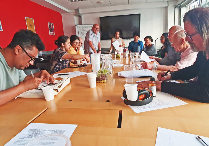 A group of people at a workshop