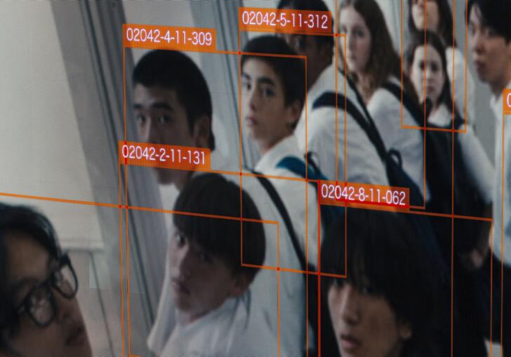 Teenagers with security recognition around their faces