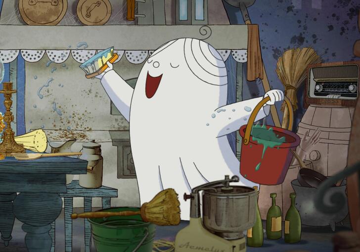 A little happy ghost cleaning