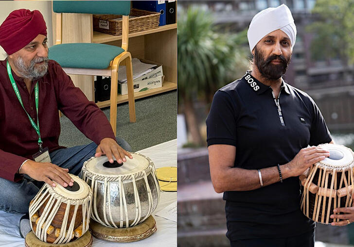 Two images of performers