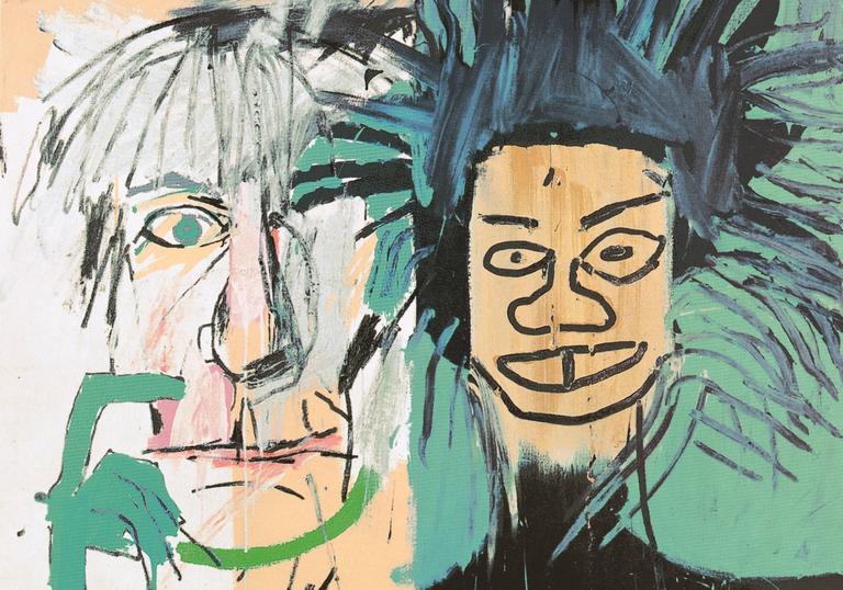 Painting by Basquiat titled 'Dos Cabezas'