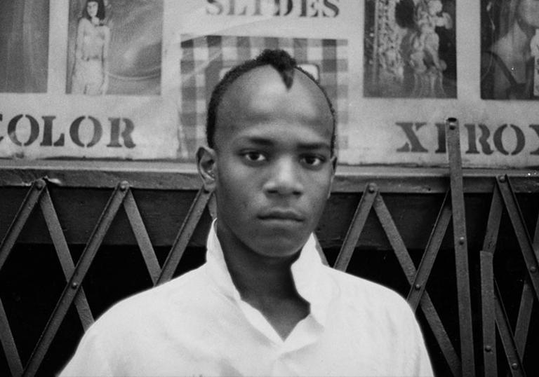 Photo of Basquiat in black and white