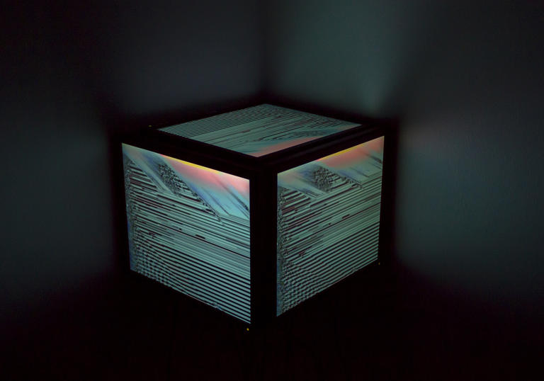 a large glowing box inside a darker box