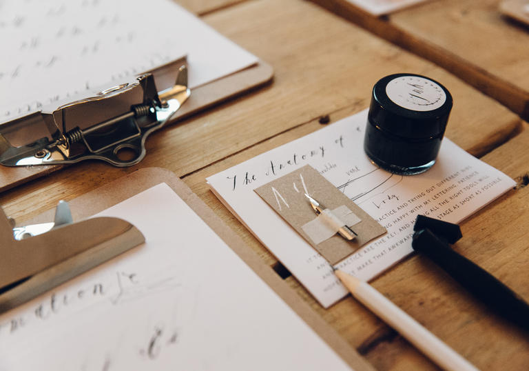 Calligraphy workshop in the Barbican Shop