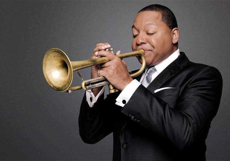 Wynton Marsalis playing his trumpet