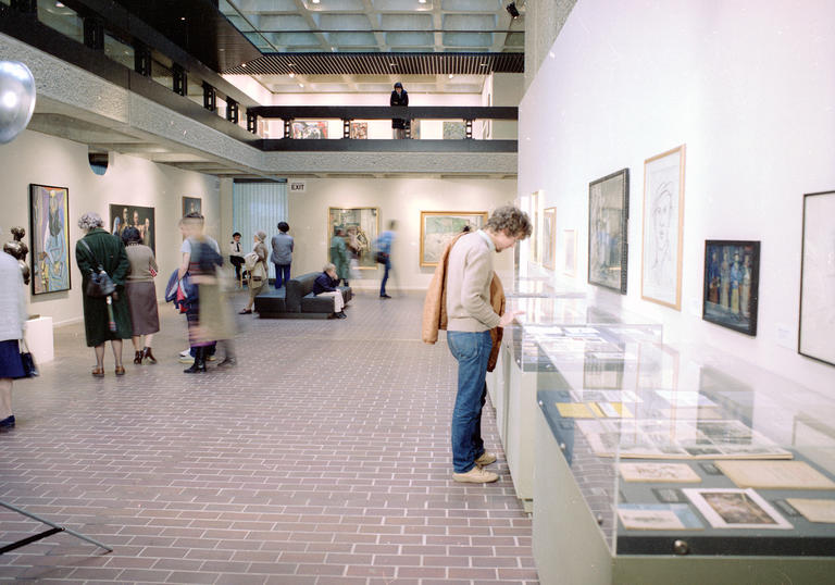 Archive photo of man looking at art in the Barbican Art Gallery