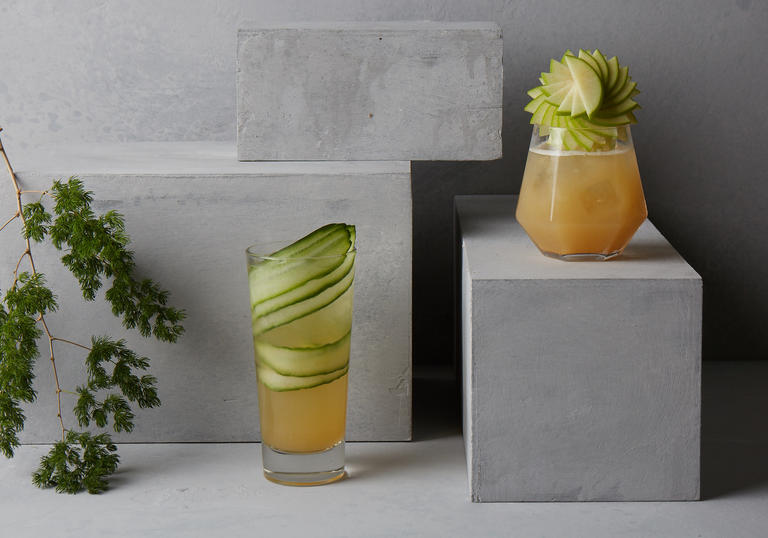 Designer, Cocktails. Martini, Bar, Barbican, Gin, Cucumber, Apple, Fancy, cool