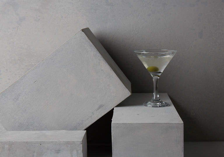Martini, olive, cool, cocktail, martini bar, barbican, concrete, brutalist