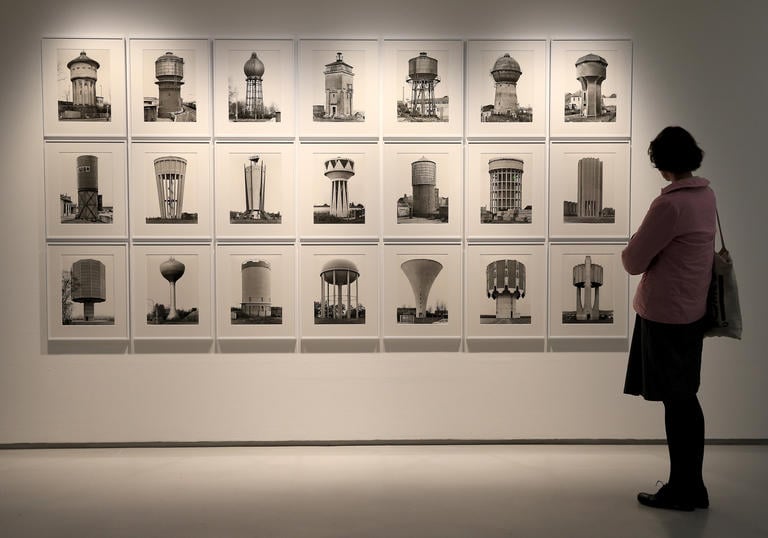 Photo of cooling towers in a gallery