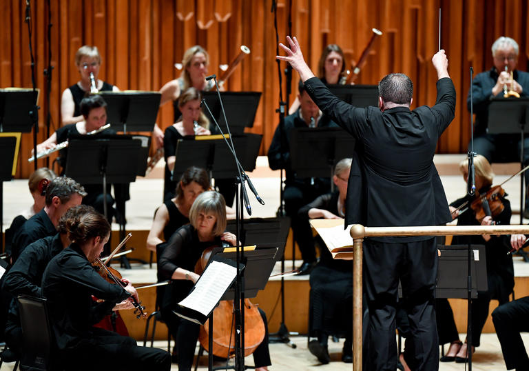 Britten Sinfonia on stage with conductor