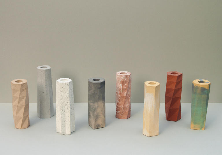 Phil Cuttance casting workshops showing jesmonite vases