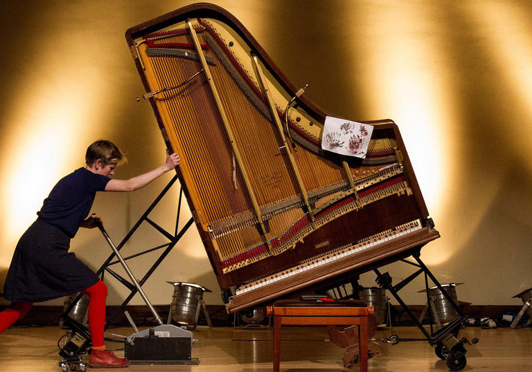 Sarah Nicholl's upright grand piano