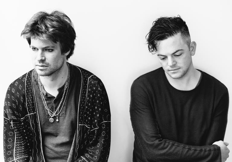 B&W picture of Nico Muhly and Thomas Bartlett