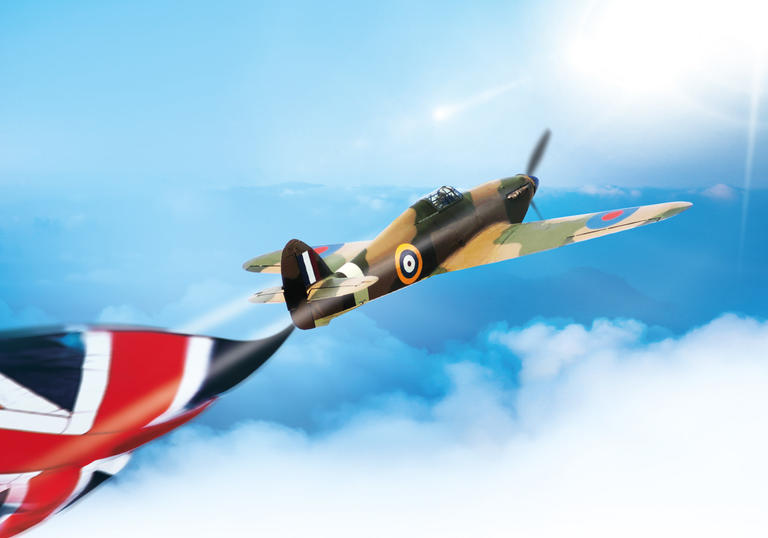 WW2 fighter plane flying through the sky