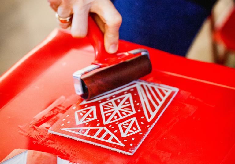 Image of Lino cutting workshops with Jamie Temple as part of Make! Summer Workshops in the Barbican Shop