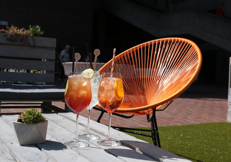 Image of Barbican Lakeside Picnic Garden with cocktail menu