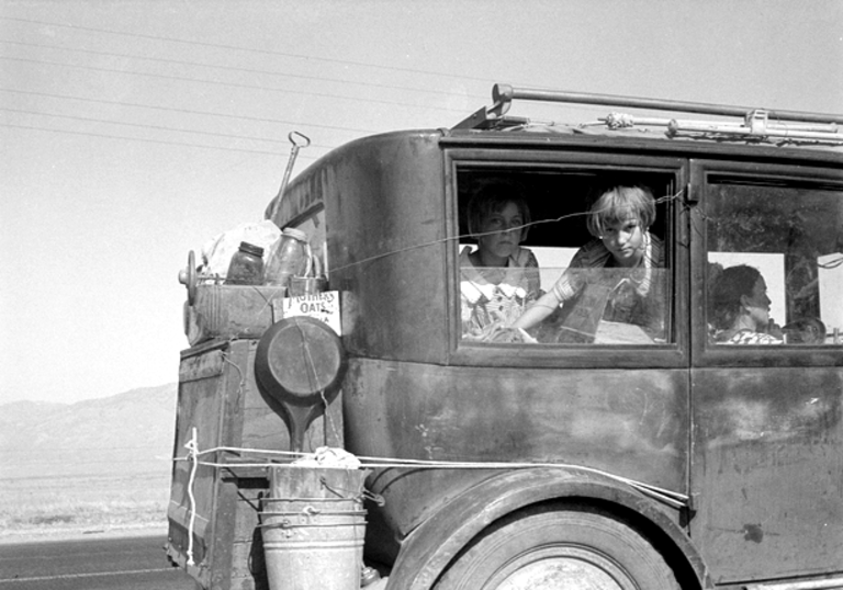 Photo taken by Dorothea Lange entitled Cars on the Road