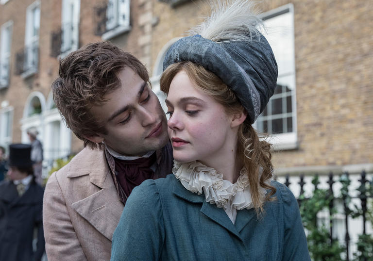 Elle Fanning and Douglas Booth as young literary lovers in Mary Shelley