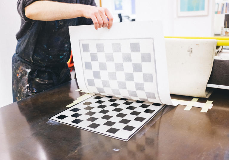 Image of Jamie Temple Prints lino printing demo in the Barbican Shop as part of Make! Contemporary Craft