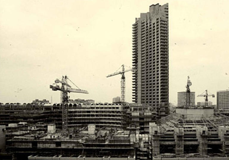 Archive photo of the Barbican during construction