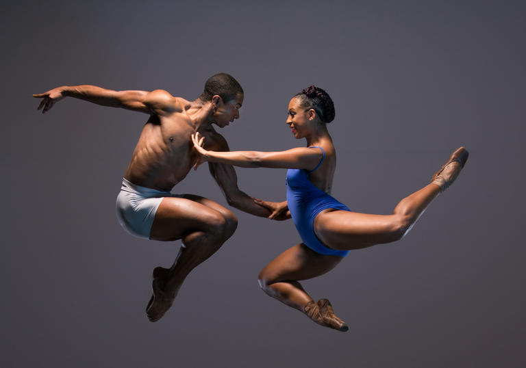 Two dancers in the air