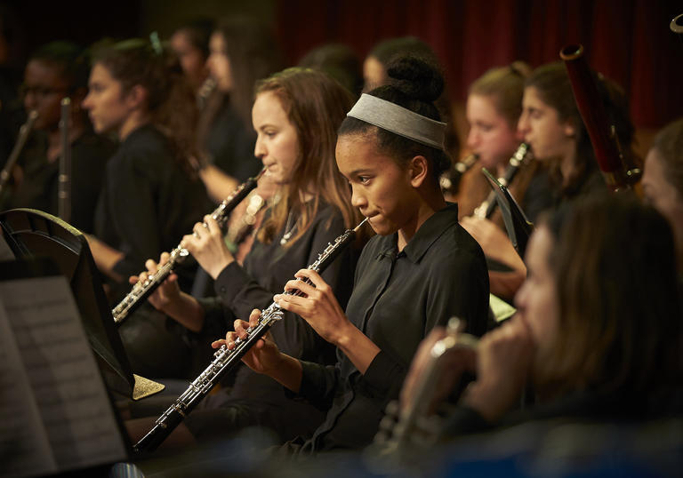 pupil playing the oboe