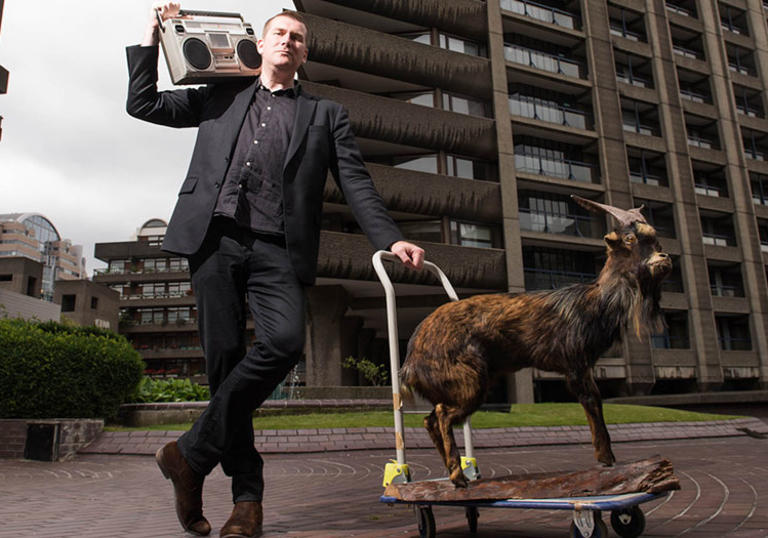 Bedwyr Williams with a goat