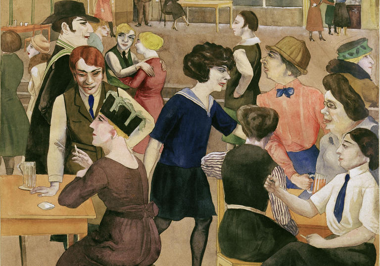 Rudolf Schlichter Damenkneipe (Women's Club), c. 1925 Watercolor and India ink over pencil on paper.