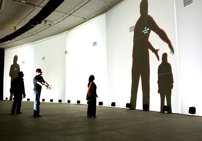 Shadows on gallery wall