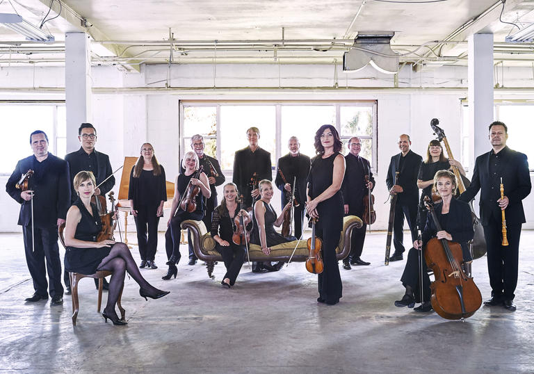 Tafelmusik ensemble in warehouse