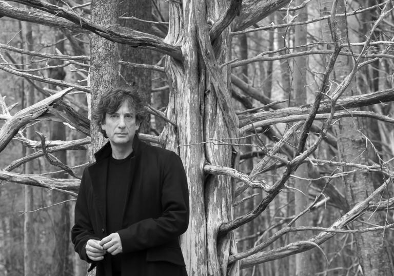 Neal Gaiman B&W in woods