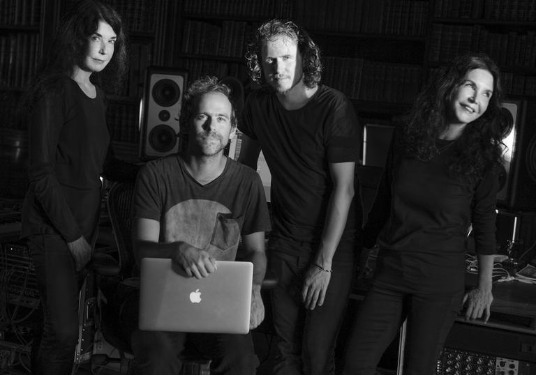 Katia & Marielle Labaque, Bryce Dessner and David Chalmin with a laptop