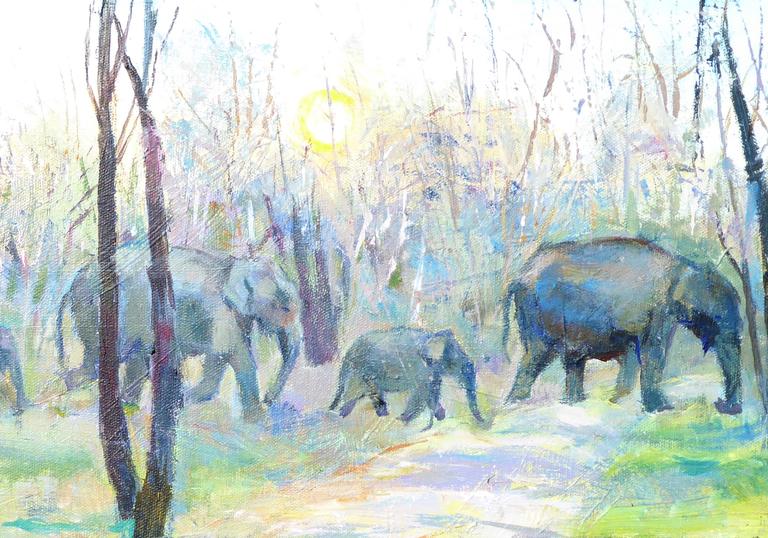 Elephant family on the move painting by Susan Sands