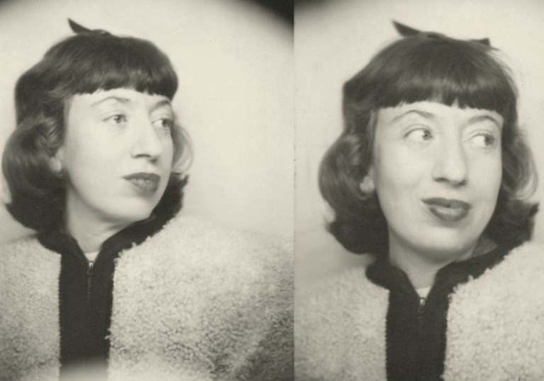 three black and white photobooth photos of lee krasner