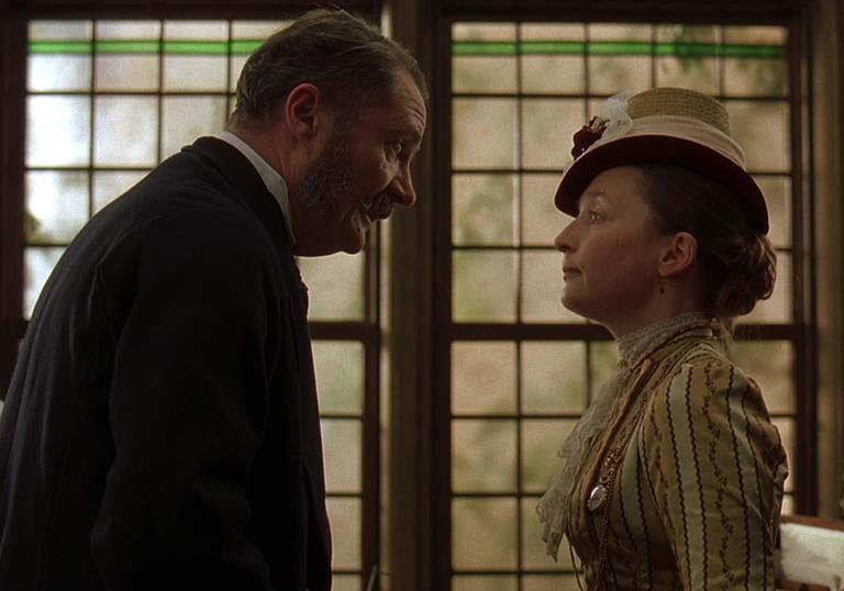 Jim Broadbent and Lesley Manville in Victorian costume.