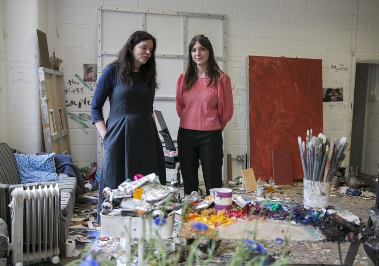 chantal joffe and katy hessel in the studio