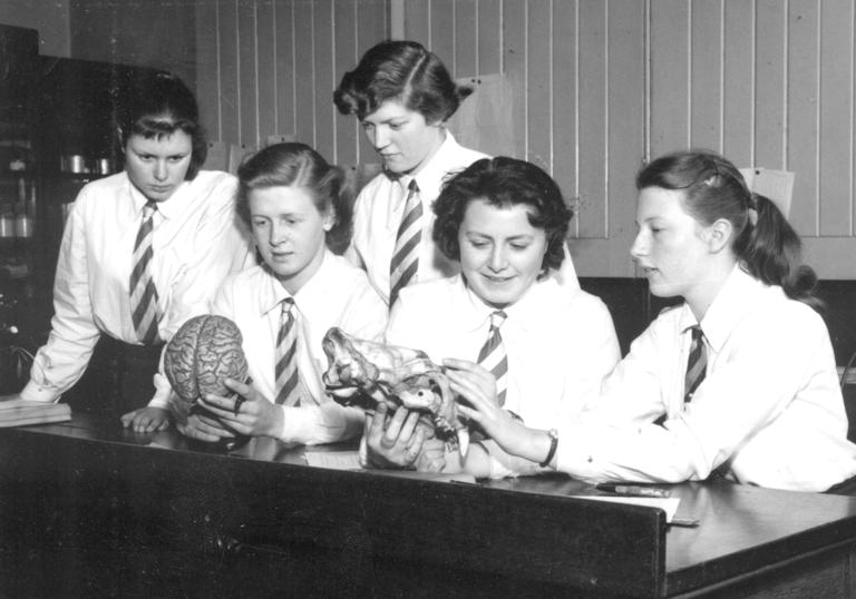 Pupils of City of London School for Girls in an anatomy class