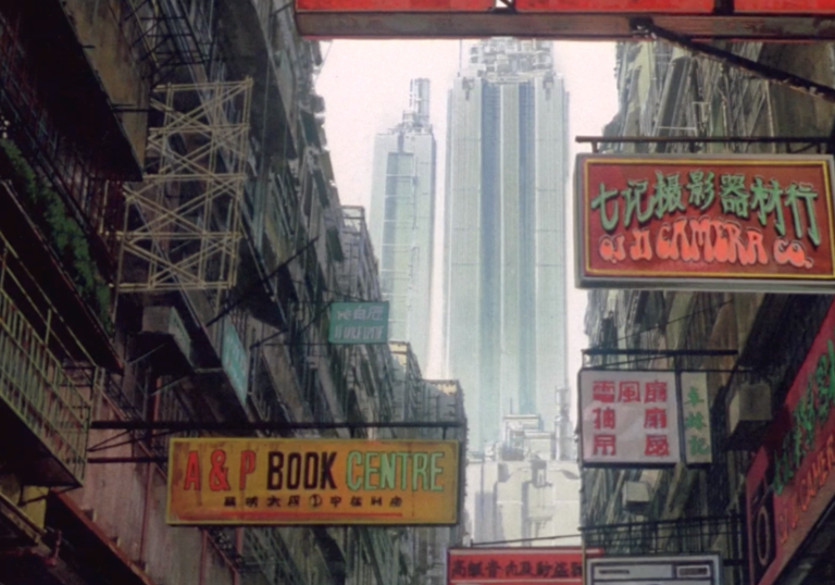 anime of cityscape containing shop signs in chinese characters