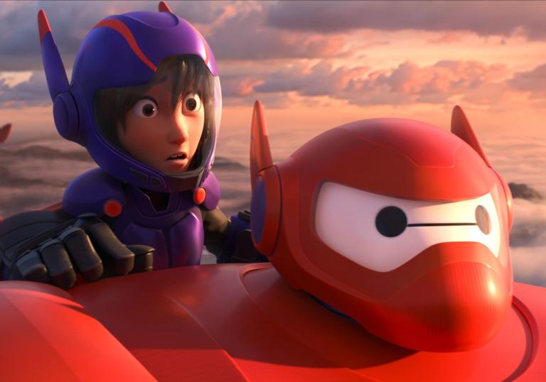 kid on the back of Big Hero 6 both dressed up in armour