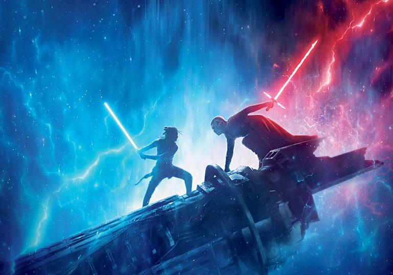 Ray and Kylo Ren battle it out with their light sabers
