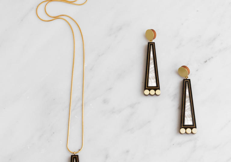Clara necklace and earrings by Wolf & Moon for Into the Night retail collection