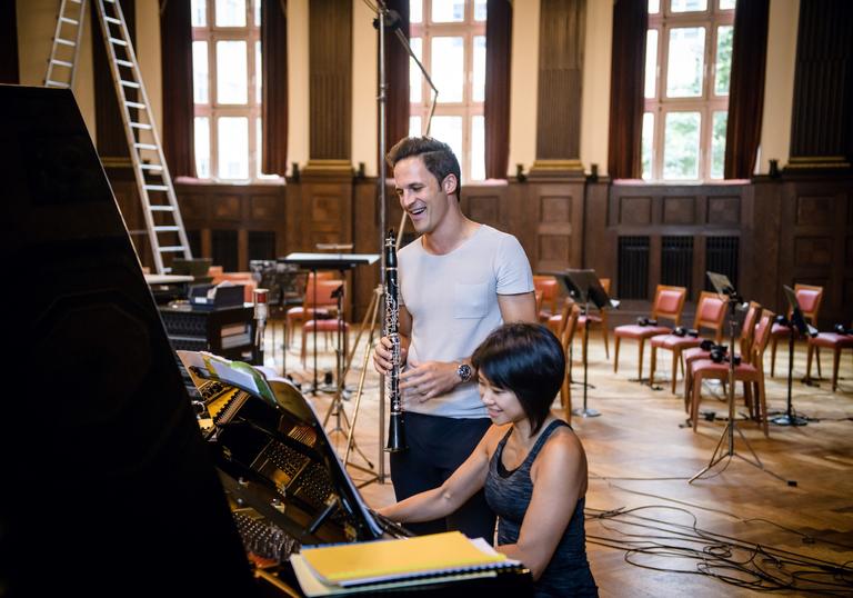 Andreas Ottensamer and Yuja Wang at a piano