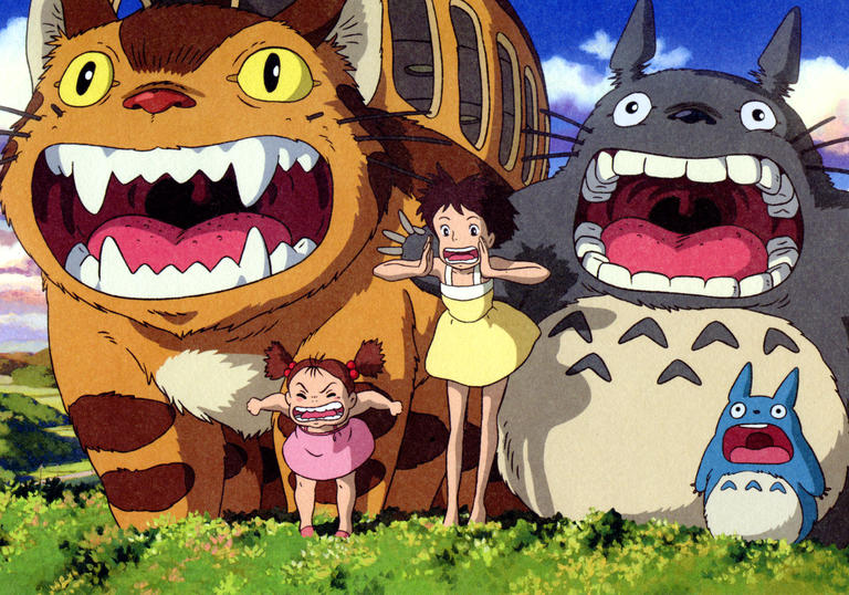 little girl and totoro screaming in to the air