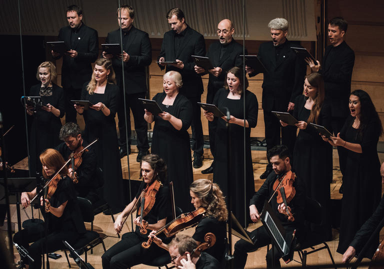 The Estonian Chamber Choir singing ethereally alongside the Australian Chamber Orchestra