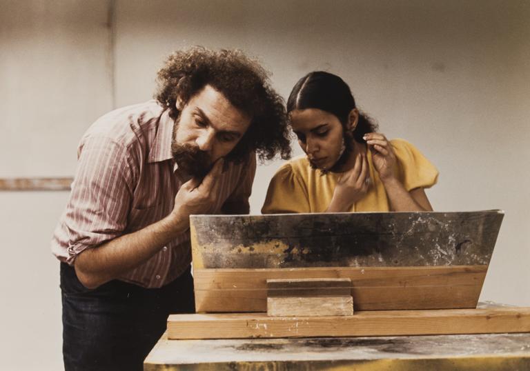 Ana Mendieta applying a beard