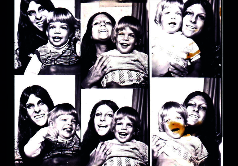 a camera roll of a woman with a young boy (mother and son) making faces at the camera