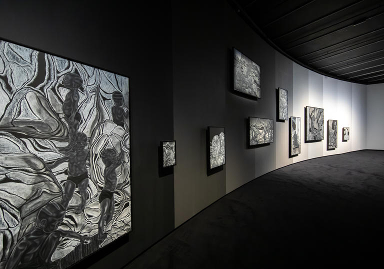 installation shot of toyin ojih odutola's a countervailing theory