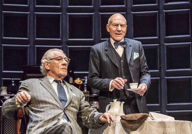 Sir Patrick Stewart and Sir Ian McKellen act on stage together in No Man's Land