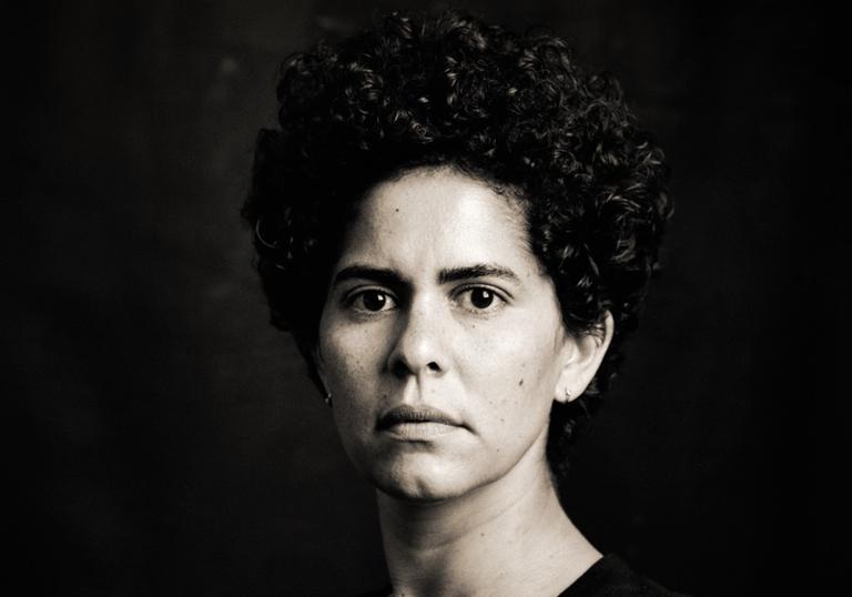 black and white portrait of Julie Mehretu